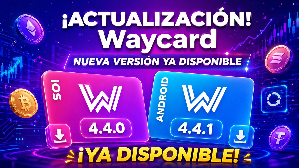 mollacox's tweet photo. 🚀 Nueva actualización de Waycard ya disponible.

La versión 4.4.0 para #iOS y la 4.4.1 para #Android ya están listas para descargar.

Seguimos mejorando la experiencia de nuestra comunidad cripto con más estabilidad, optimización y rendimiento.

Actualiza ya tu app y disfruta de la última versión de #Waycard.