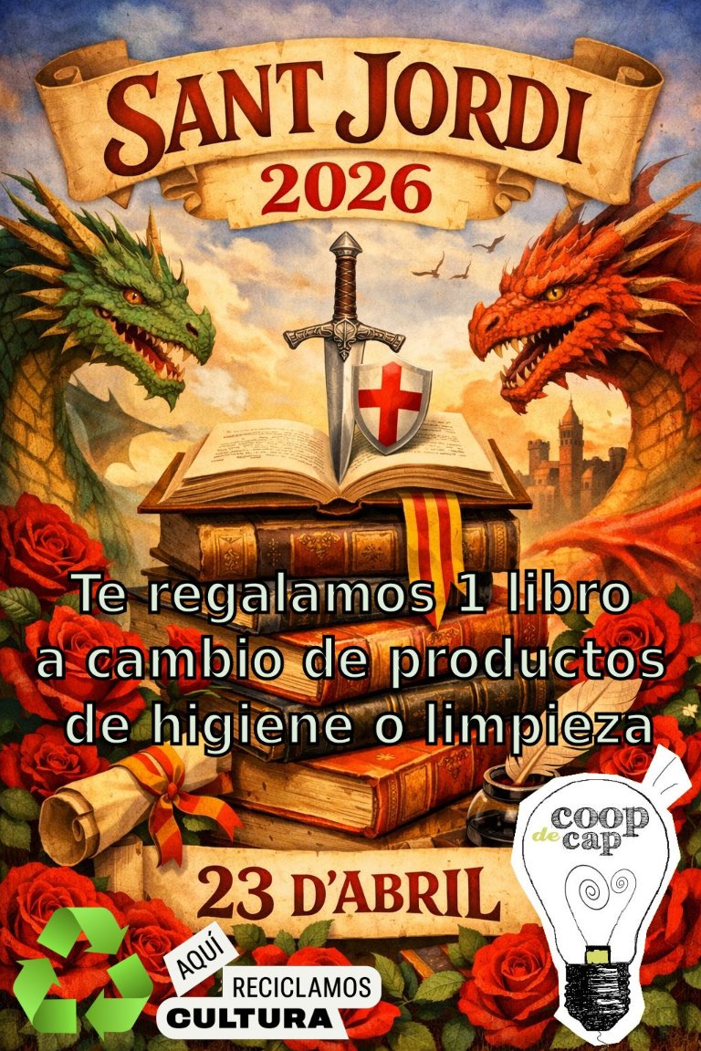 CoopdeCap's tweet photo. Con motivo de Sant Jordi, recordaros que en Coop de Cap se recicla también cultura, durante todo el año y en especial en este día.  Os esperamos!! 📚🌹🐲📚🌹🐲 #reciclandocultura #SantJordi https://t.co/RSHecgpZlG
