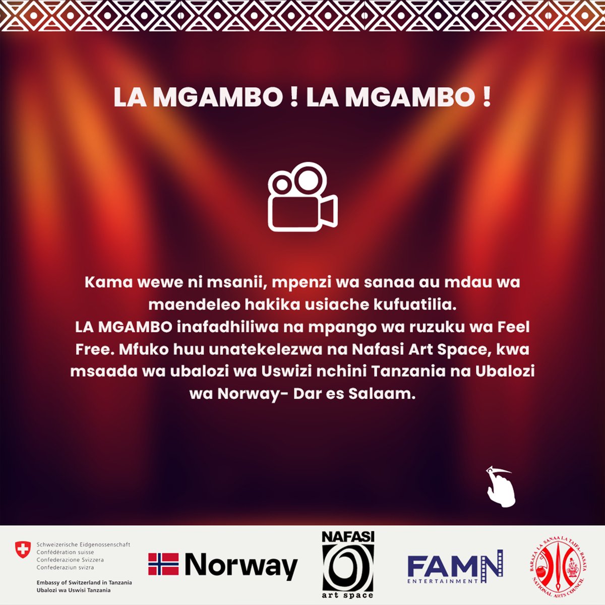 FAMN_ent's tweet photo. @naitwa_nandonde 

#LaMgambo
#FeelFreeGrant2026
#Edutainment 
#SwissEmbassyTz
#NorwayInTz https://t.co/Csb15TcoFw