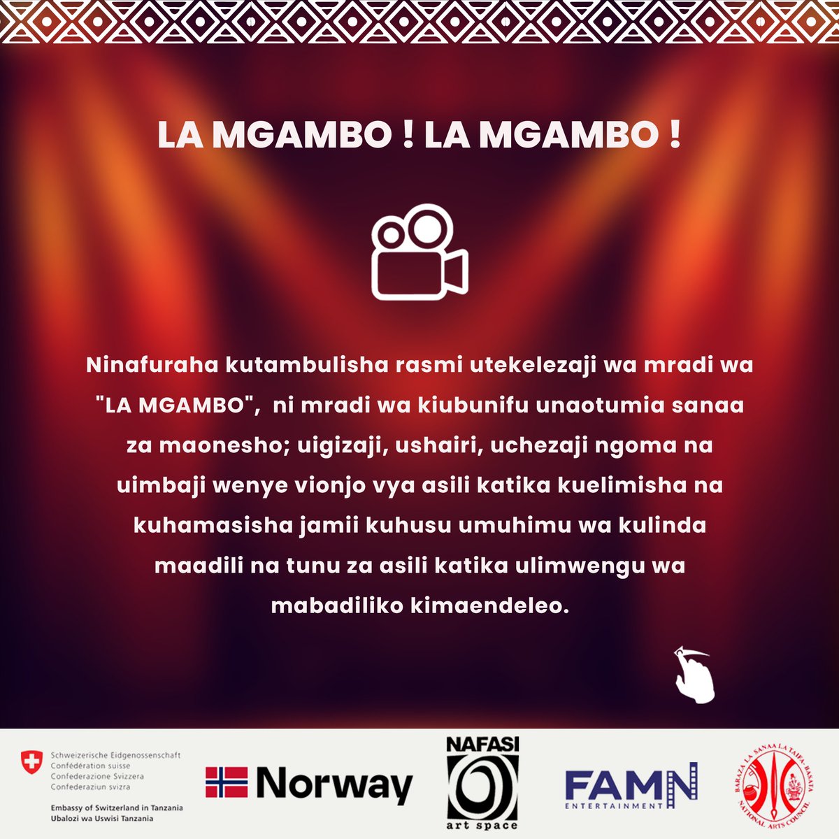 FAMN_ent's tweet photo. @naitwa_nandonde 

#LaMgambo
#FeelFreeGrant2026
#Edutainment 
#SwissEmbassyTz
#NorwayInTz https://t.co/Csb15TcoFw
