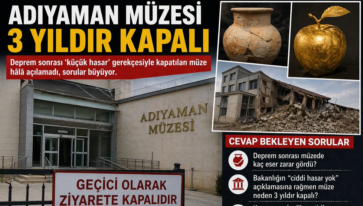 Adıyaman Müzesi 3 Yıldır Kapalı haberadiyaman.com.tr/adiyaman-muzes… <a href="/HaberAdiyaman1/">haberadiyaman.com.tr</a> aracılığıyla <a href="/MehmetNuriErsoy/">Mehmet Nuri Ersoy</a> <a href="/TCKulturTurizm/">T.C. Kültür ve Turizm Bakanlığı</a>