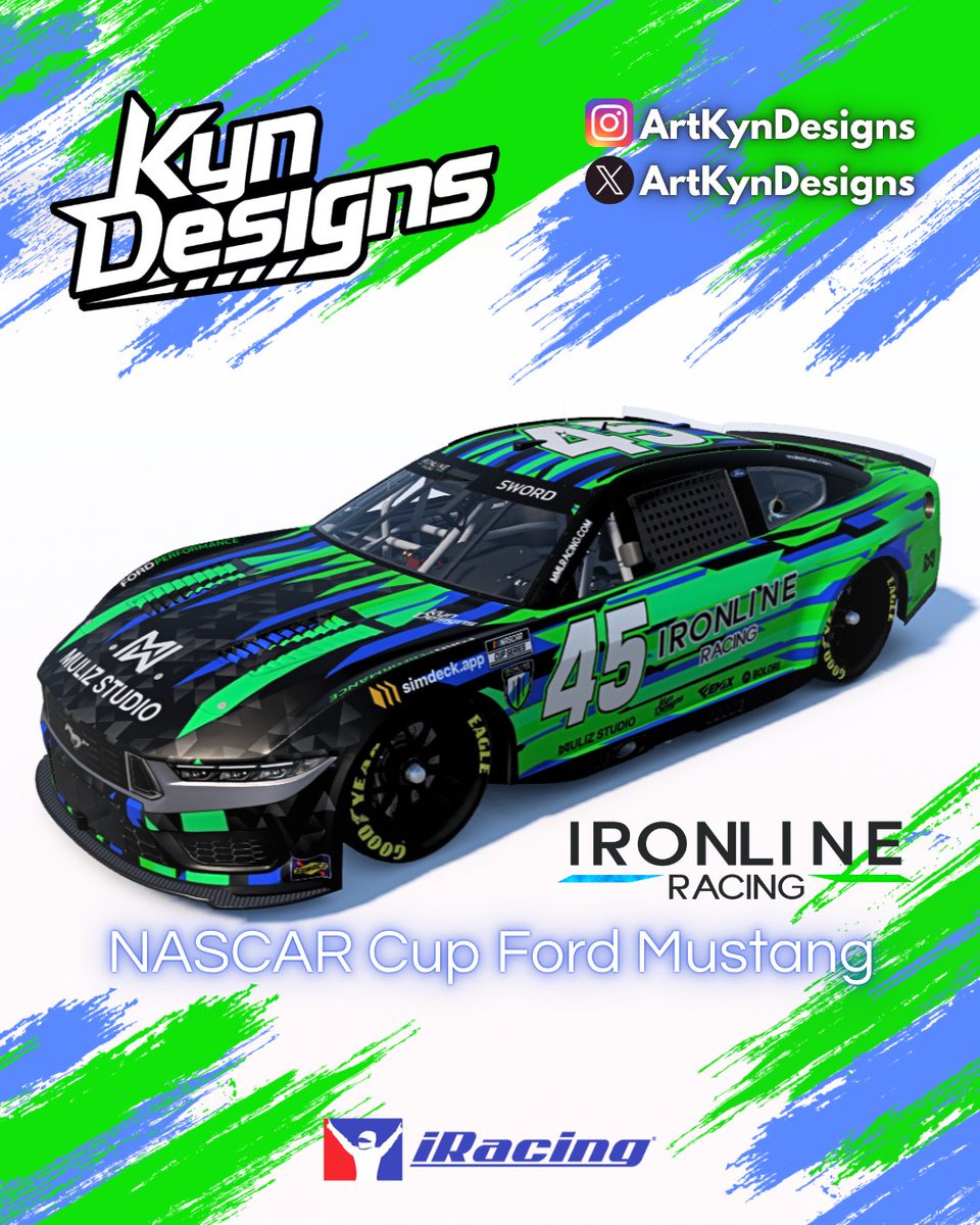 ArtKynDesigns's tweet photo. Livery para uno de los pilotos de @IRONLINE_RACING  que usara en el campeonato de #THUNDERCUP de @mml_racing  !

🏎️NASCAR CUP FORD MUSTANG
📷Livery para la ThunderCup!
📩 Encargos por DM!
📩 DM for request!
✅Para equipos y pilotos individuales

#iRacing #Livery #Tradingpaint https://t.co/6WWOjZsdRJ