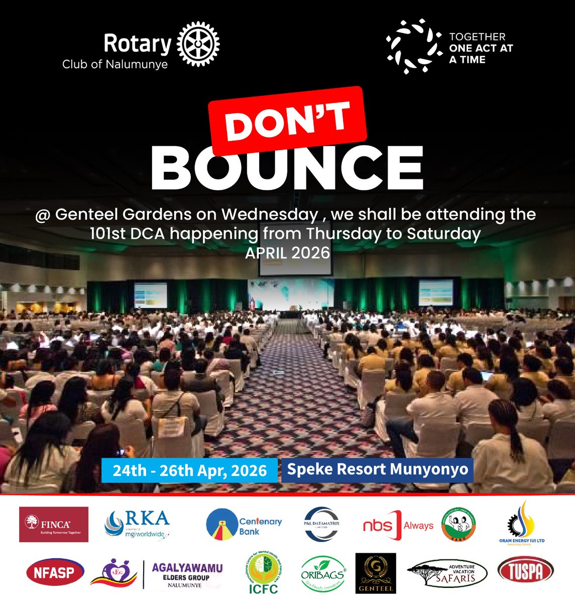 RotaryNalumunye's tweet image. To all our valued guests, DO NOT BOUNCE Tonight!!!
#101DCA #Rotary #RotaryCelebrations