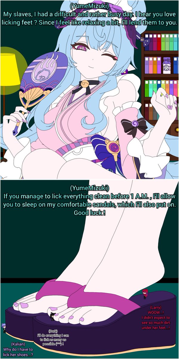 KoKoKaTa75's tweet image. The Rest Of YumeMizuki

deviantart.com/kokokata/art/1…

#Giantess #girl #woman #tiny #drawing #feet #foot #sandals #platformsandals #lick #genshinimpact #YumemizukiMizuki #Size #sizetwitter #gts
