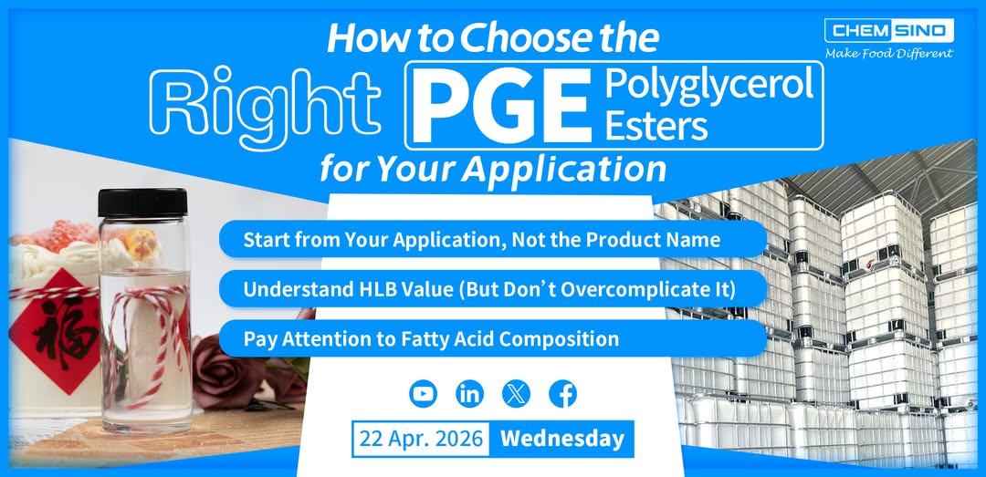 ChemsinoRachel's tweet image. #Foodscience: How to Choose the Right Polyglycerol Esters (PGE)? 
Polyglycerol esters (often called PGE) are widely used in modern food production, especially in products that require stable emulsions and consistent texture. 
Pls fell free to contact us for more details.