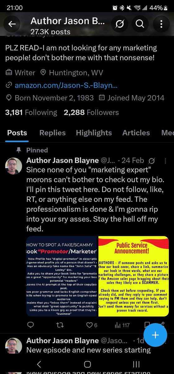 Author Jason Blayne tweet media