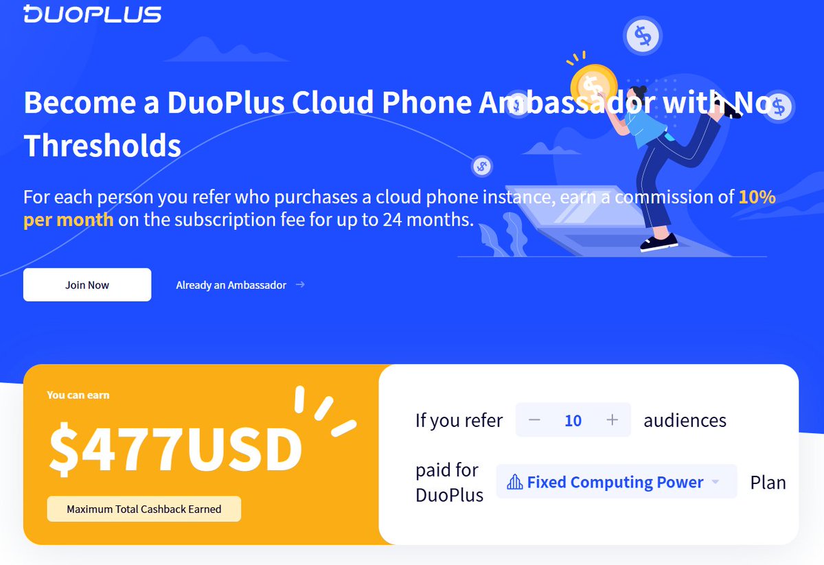 DuoPlusCloud's tweet photo. 🙌 Been getting lots of questions about the DuoPlus affiliate program — here’s a quick breakdown:

Q1: Is it difficult to get started?
👉Not at all. Once register, you’ll get your own referral link. We also provide basic materials and support. Easy to get started! https://t.co/X486tJikCs
