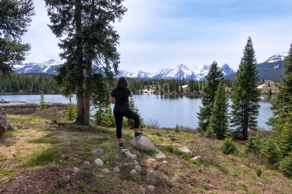 A_Train1983's tweet image. Good Morning. I wish everyone a fantastic #Wednesday. Make the most of your day. 
For today's #HumpDay, I have a pic of my wonderful and beautiful wife. 
Pic taken on our 2023 USA Road Trip, Molas Lake, CO  
#Nature #Positivity