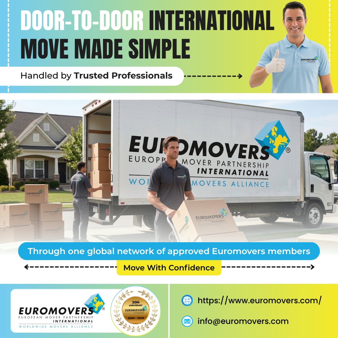 euromovers's tweet photo. One move. One responsibility.

Your international relocation is managed by EUROMOVERS members at origin and destination, ensuring one standard.

Get your door-to-door moving solution today: https://t.co/pwBeDdTsMn

#DoorToDoorMoving #GlobalRelocation #Euromovers #MovingMadeSimple https://t.co/UkSJlqrlZq