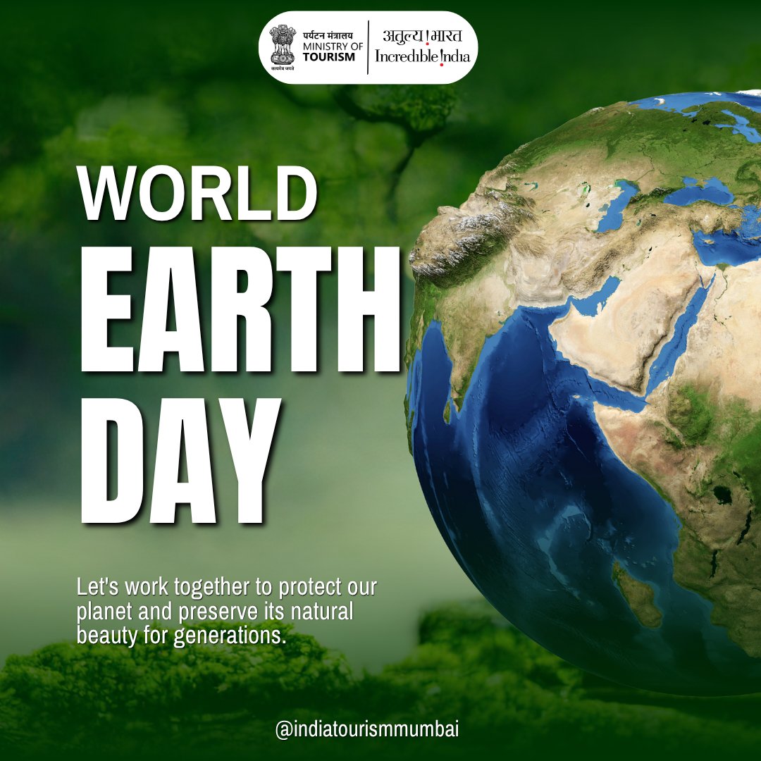 IndiatourismM's tweet image. This Earth Day 🌍 let’s come together to protect our planet and build a sustainable future for generations to come. Every small step counts.

@incredibleindia @tourismgoi
#EarthDay #IncredibleIndia #SustainableTourism #GoGreen #TravelForLiFE #DekhoApnaDesh