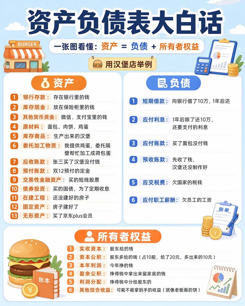 baozong_facai's tweet photo. 资产负债表和利润表，一看就懂的大白话 https://t.co/xOYS2Etw24