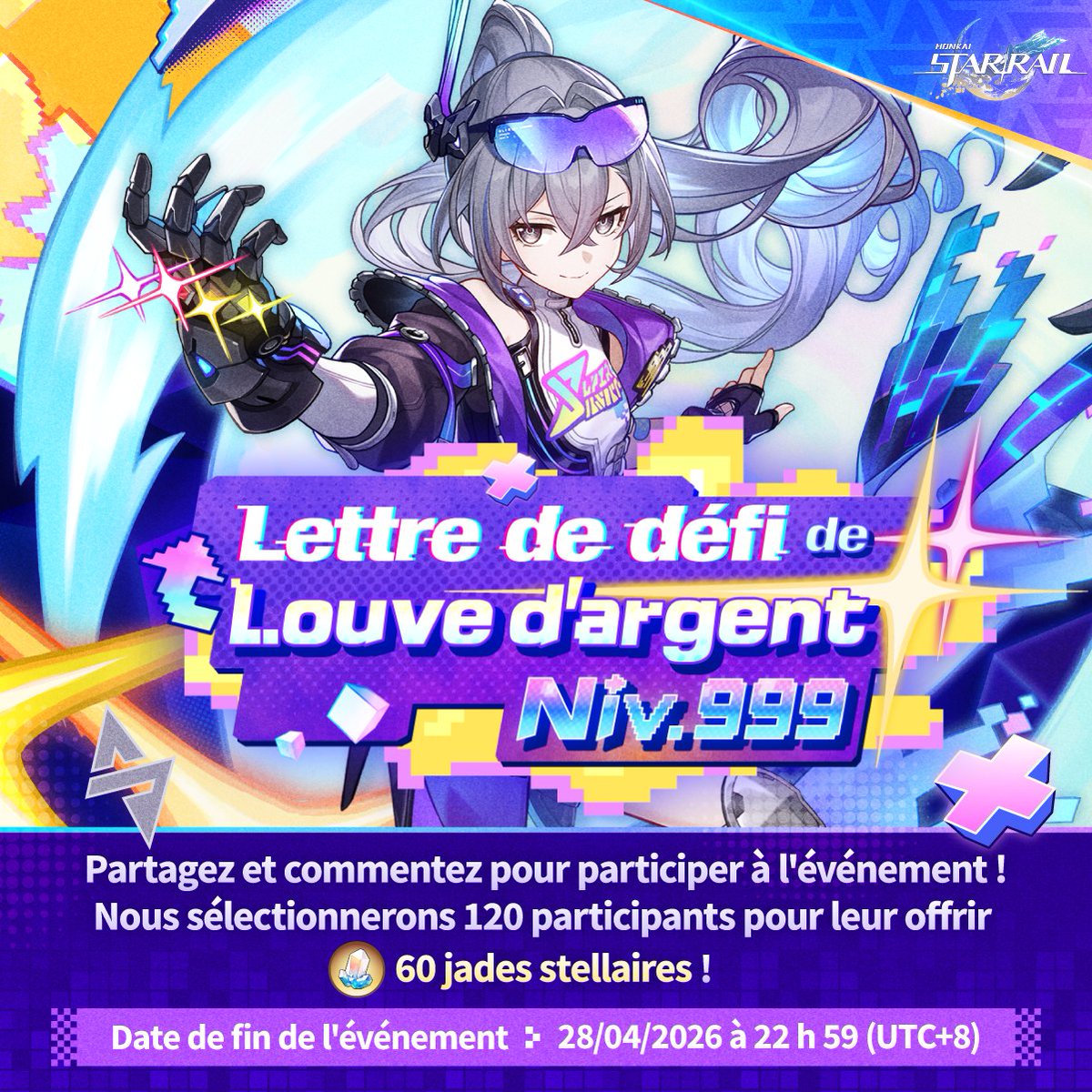 Lettre de défi de Louve d'argent Niv. 999

Forme ultime de la MVP incontestée 🎮
L'événement spécial autour de Louve d'argent Niv. 999 est en cours !

Une nouvelle saison débute dans l'Allégresse ! Ça vous dit un duel ? 🆚💥
« C'est donc toi le prochain concurrent ? Voyons si tu