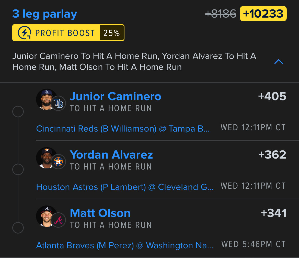 TroubleBets's tweet image. When an unstoppable force meets a movable object☄️

#GamblingX #Fanduel #MLB #Parlay