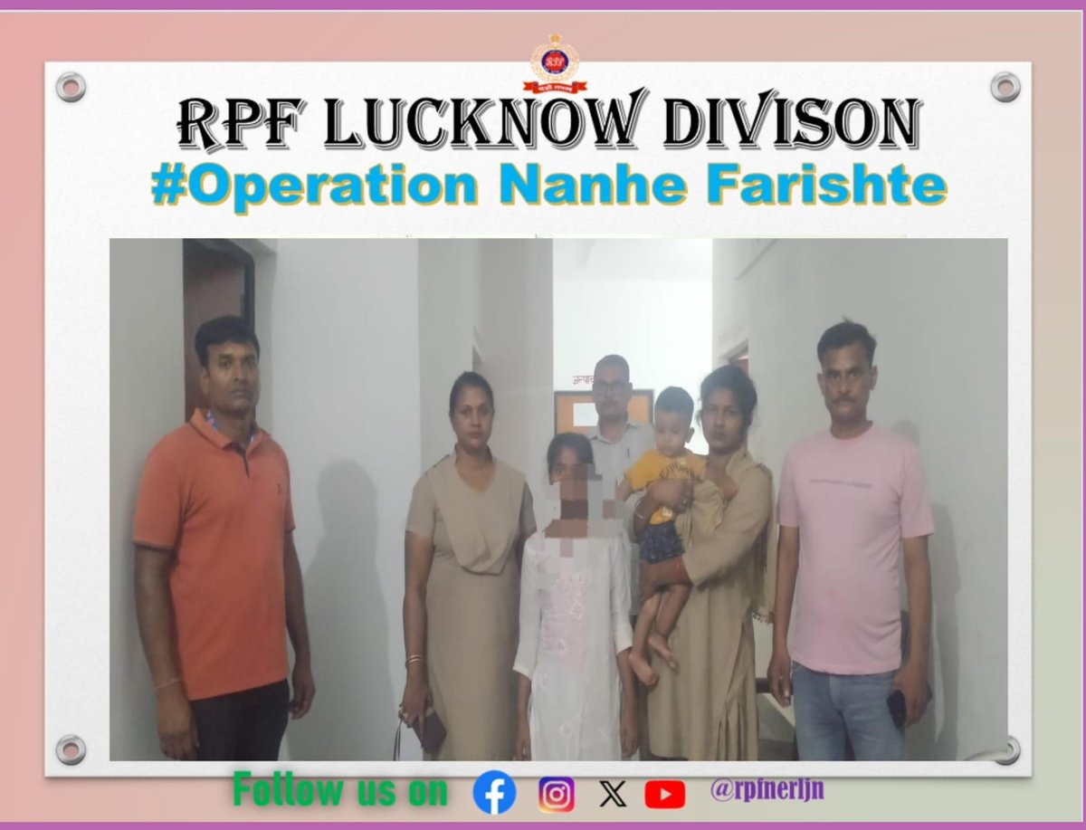 rpfnerljn's tweet image. #OperationNanheFarishte 🚆
"Care and protection for every child."
RPF Sitapur Staff rescued a lost minor girl from Sitapur station ,and safely handed her over to Childline/One Stop Center on 21.04.2026.
@drmljn
@RPF_INDIA
@rpfner
@rpfpcgkp
#ChildSafety #IndianRailways