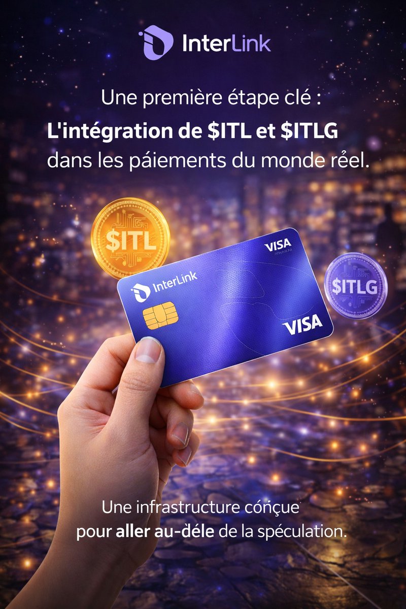 codjo66483's tweet photo. C’est une première étape clé.
L’intégration de $ITL et $ITLG dans les paiements du monde réel marque une transition majeure :
celle d’une crypto qui sort de la spéculation pour entrer dans l’usage concret.

#InterLink #ITL #ITLG https://t.co/y8aAN7835v