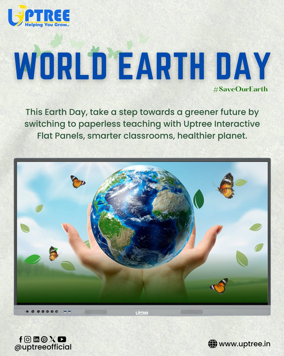 uptreeofficial's tweet image. This Earth Day, take a step towards smarter and greener classrooms.
With Uptree Interactive Flat Panels, reduce paper usage and transform the way you teach and learn.
@uptreeofficial
uptree.in
#EarthDay #Uptree #SmartClassroom #GoPaperless #EdTech