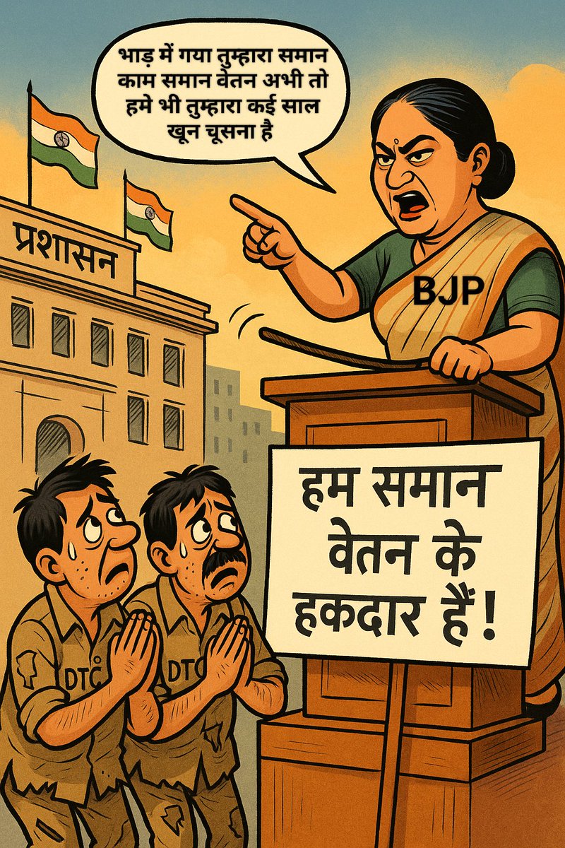 सोचने वाली बात है कि कितने घटिया लोगो को सत्ता में बिठा दिया दिल्ली में,
मजदूरी बढ़ाना तो छोड़ो जो वर्षिक मेहंगाई भत्ता मिलता था वो भी ये डकार गए 
सारे काम गैर संवैधानिक हो रहे डीटीसी में <a href="/CMODelhi/">CMO Delhi</a> के नेतृत्व में
<a href="/KapilMishra_IND/">Kapil Mishra</a> मजदूरों का नेता भी सत्ता मिलते ही नदारद है