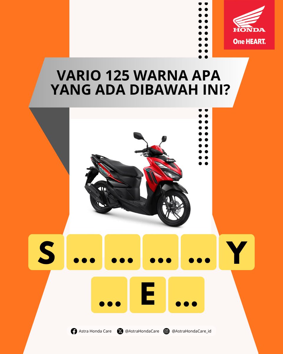 Seperti biasa di hari Kamis ini MiGan mau kasih Giveaway berhadiah menarik (e-wallet).

Pertanyaan Giveaway: Apa warna Vario 125 yang ada di gambar? Cuz jawab di kolom komentar!

Dapetin hadiah saldo e-wallet untuk 1 (satu) pemenang yang beruntung 🙂

* Jawab pertanyaan dari