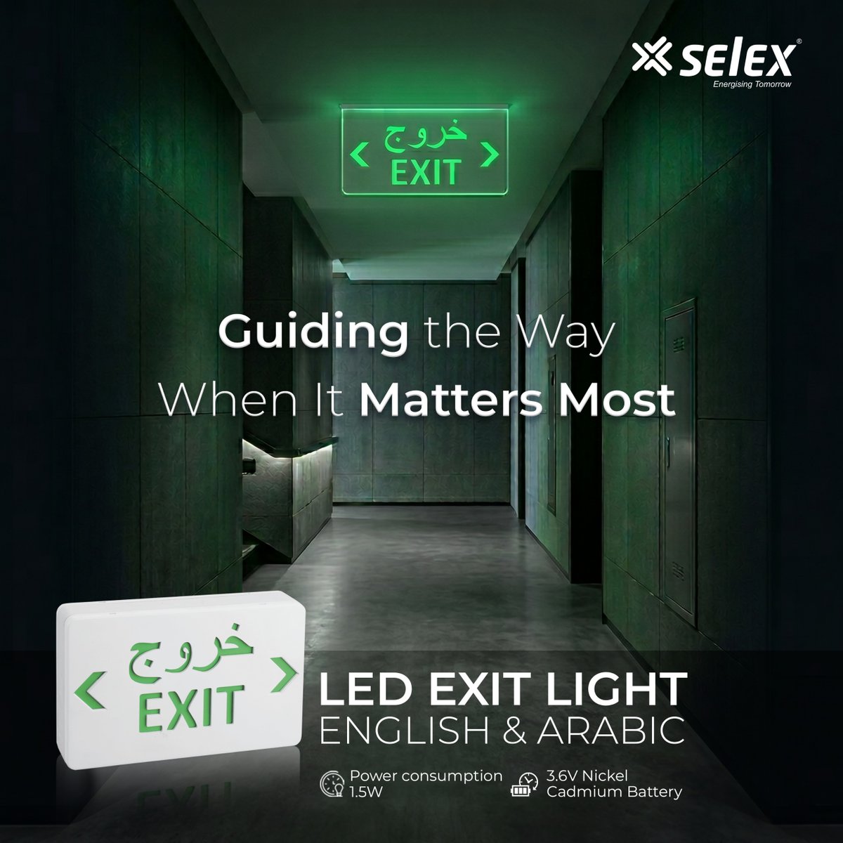 Selexelectrical's tweet photo. The SELEX LED Exit Light (SEM-EX-AREN-IC) is designed to provide clear and reliable emergency exit guidance. 
.
.
.
#ExitLight #EmergencyLighting #SafetyLighting https://t.co/zCOVytjZDA