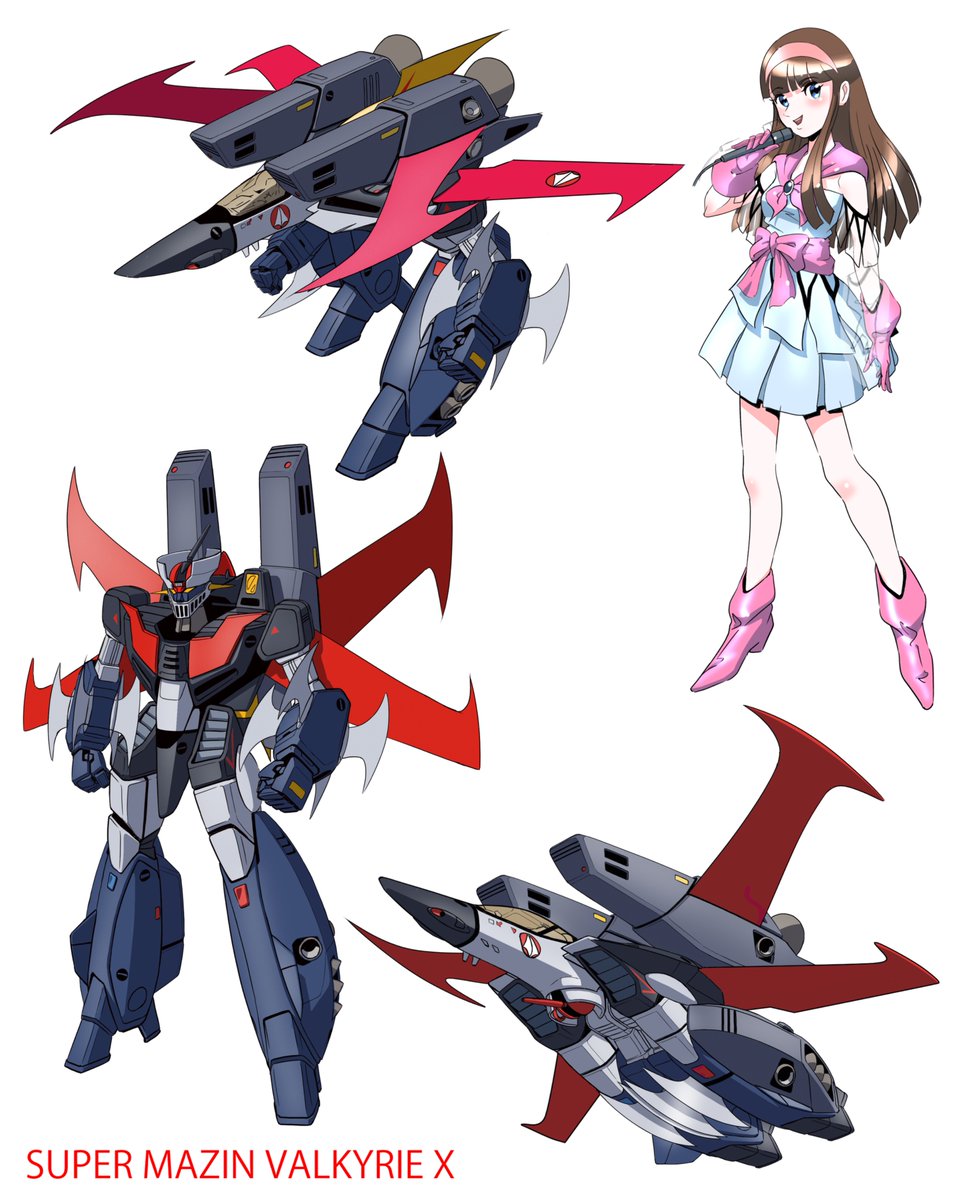 R_AREA2019's tweet photo. #マジンガーX
#マクロス

#マジンバルキリー にスーパーパックを装着したパワーアップバージョン、スーパーマジンバルキリーX。

アイアンカッターは4枚、スクランダーの翼も４枚でXのシルエット。
このFastPackがセットで飛行してスクランダークロスできるといいですが。 https://t.co/5lHhGcb4xt