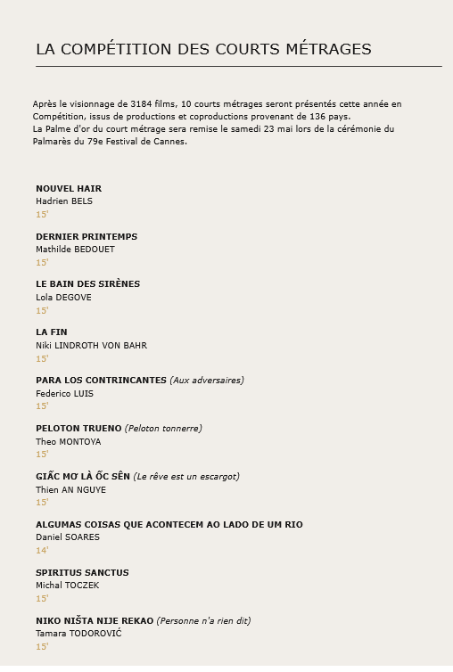 elespejoc's tweet photo. Cortometrajes en competencia en @Festival_Cannes Uno por Colombia: Peloton trueno de Theo Montoya @SenalColombia @elespejoc @RTVCnoticias @RTVCPlay @RTVCco @patfilmcolombia @Unimagdalena @HOLLMANMORRIS @MaPaulaFonseca @AlexandraFalla  @jorgepuche @ojoalsancocho @DanielBejarano_ https://t.co/vPUIQloQb7