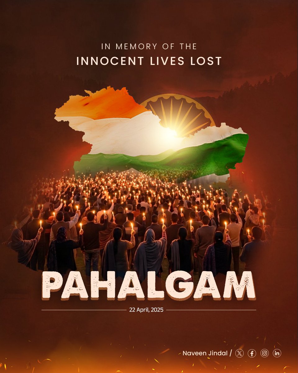 MPNaveenJindal's tweet photo. What happened in Pahalgam is something the nation will never forget. The innocent lives lost, and the selfless courage of people like Syed Adil Hussain Shah, who chose bravery in the face of unimaginable tragedy. My thoughts and prayers remain with the families who continue to live with this pain. 🙏🇮🇳