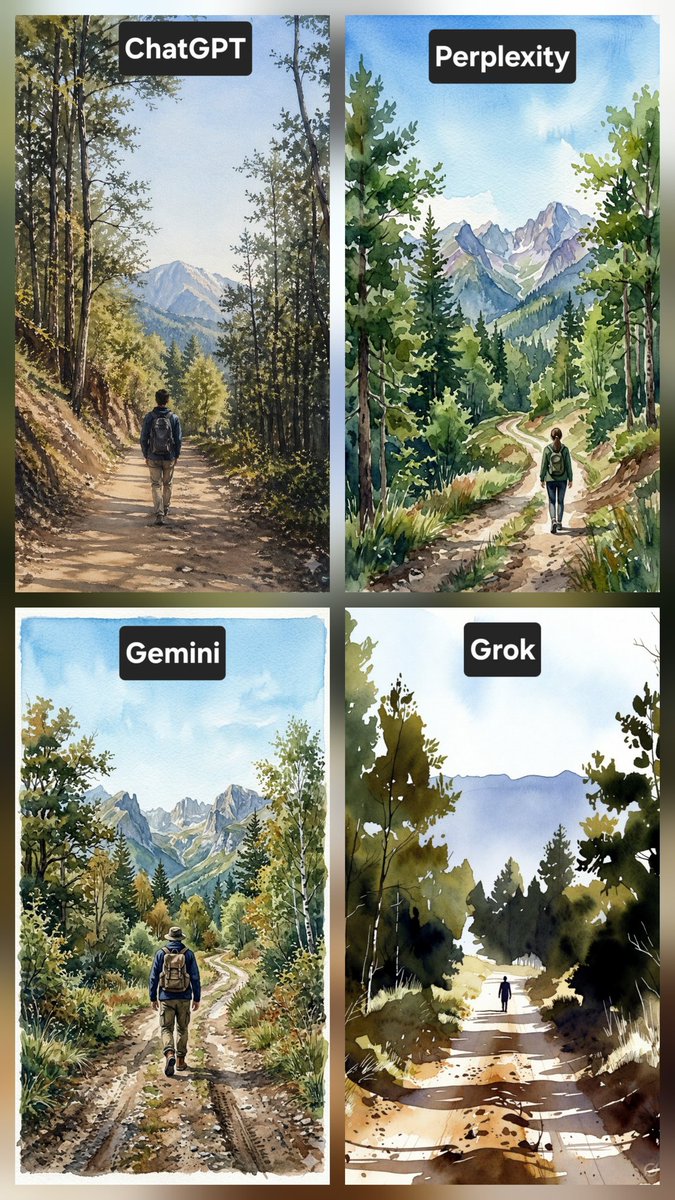 TechAheadAnkit's tweet image. Exactly same prompt. No Previous context:

1. ChatGPT
2. Perplexity 
3. Gemini
4. Grok

I asked to generate a hyper-realistic painting with same prompt 

who did best can you rate in the best to least order? 👇

#promptengineering #grok #chatgpt #Perplexity #gemini