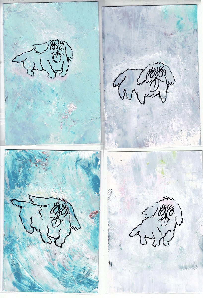 ペロペロわんちゃんの手描きポストカードできた〜
展示会で500円で販売するよ🐶 