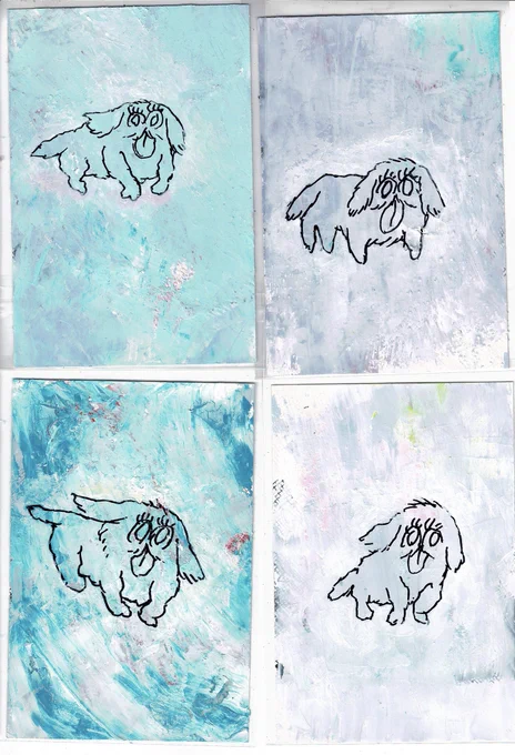 ペロペロわんちゃんの手描きポストカードできた〜
展示会で500円で販売するよ🐶 