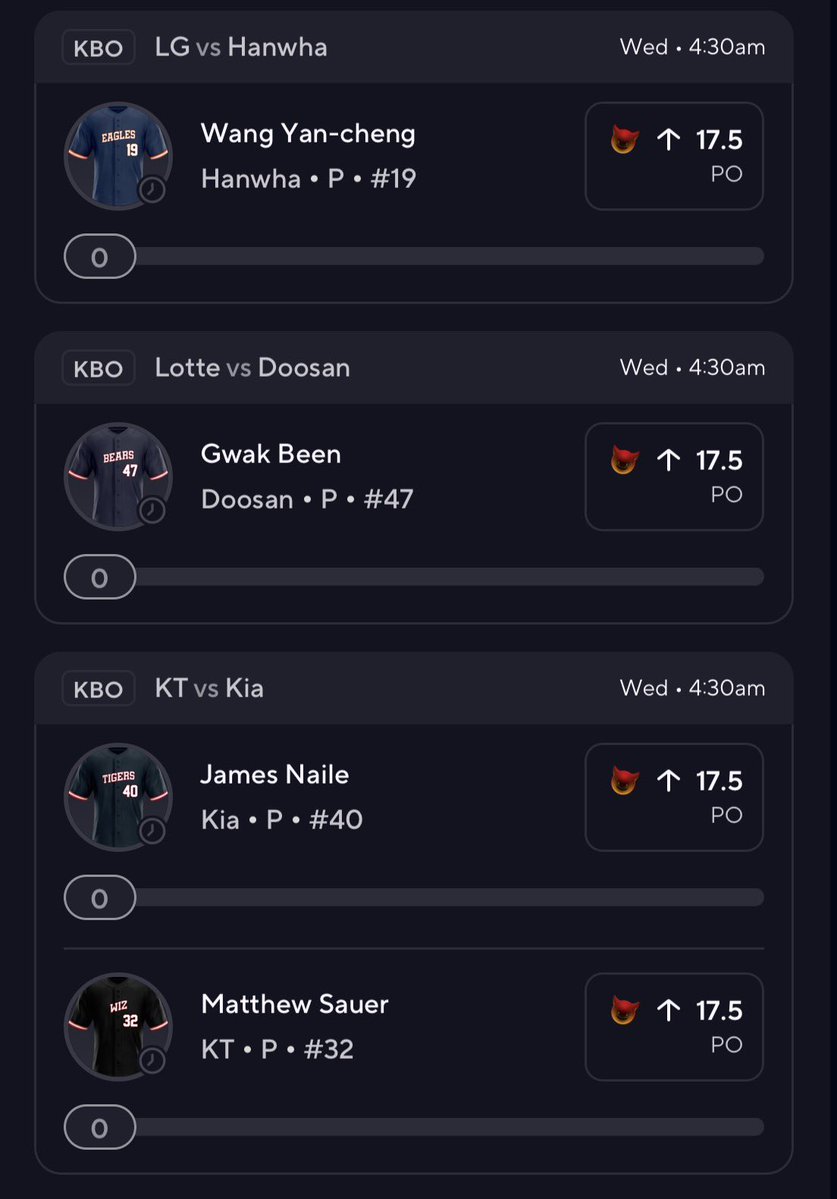 KBOGOAT's tweet image. KBO 4/22 
Let’s get it 
#prizepicks #gambling #sports #KBO