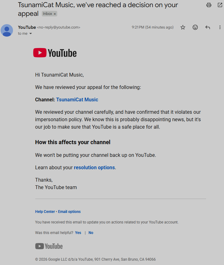 ‼️PLEASE RT/COMMENT TO HELP GET YOUTUBE'S ATTENTION‼️

<a href="/TeamYouTube/">TeamYouTube</a> PLEASE I NEED YOUR HELP! I tried to create a new channel today for my music content, as my main channel is primarily gaming content. It was almost immediately removed for IMPERSONATION. I appealed and a few hours