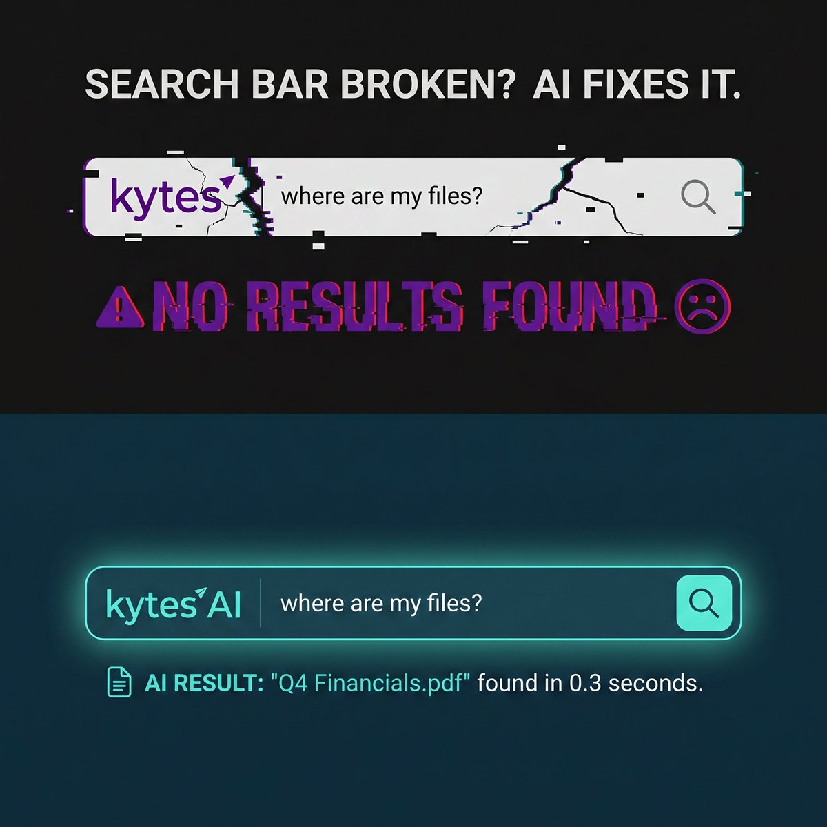 Your internal search returns "Misc" folders and files from 2019.  
Knowledge workers waste ~20% of their week searching for info they already have.  
AI-powered search fixes this. 
 Kytes.app — search that actually works. #EnterpriseSearch #AIProductivity