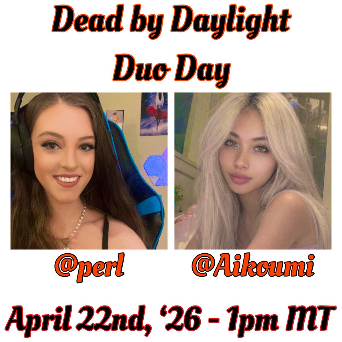 aikoumi's tweet photo. My 28th @DeadbyDaylight Collab as a #DBDCreator 🥰🧡 with @amagicpearl 🤍🤍🤍 excited to spend time together 🥂

(apr22’26 - 1pm MT)
https://t.co/ePnkQj3PrE
https://t.co/hVJLRt1xl9 https://t.co/tDfCmrUtHC