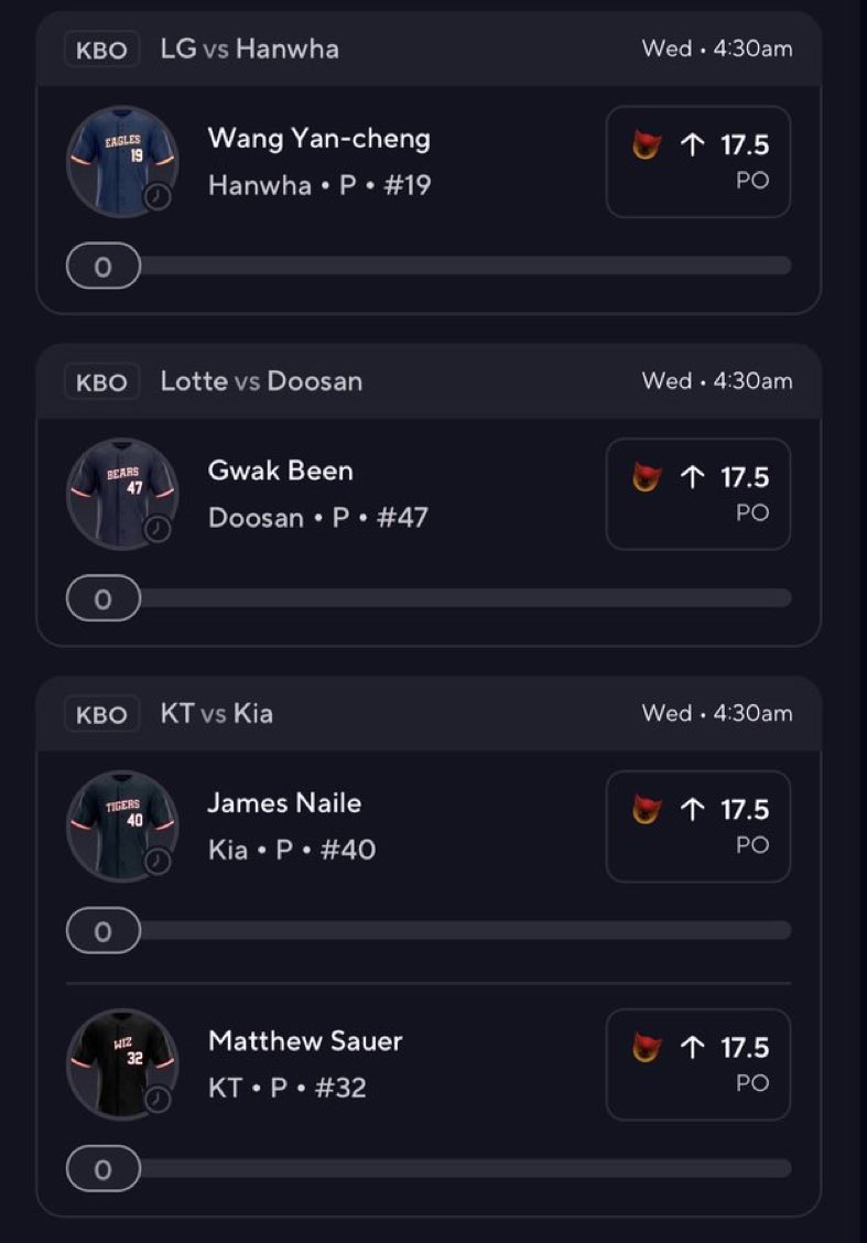 loudy535's tweet image. KBO 4/22 
Let’s get it 
#prizepicks #gambling #sports #KBO