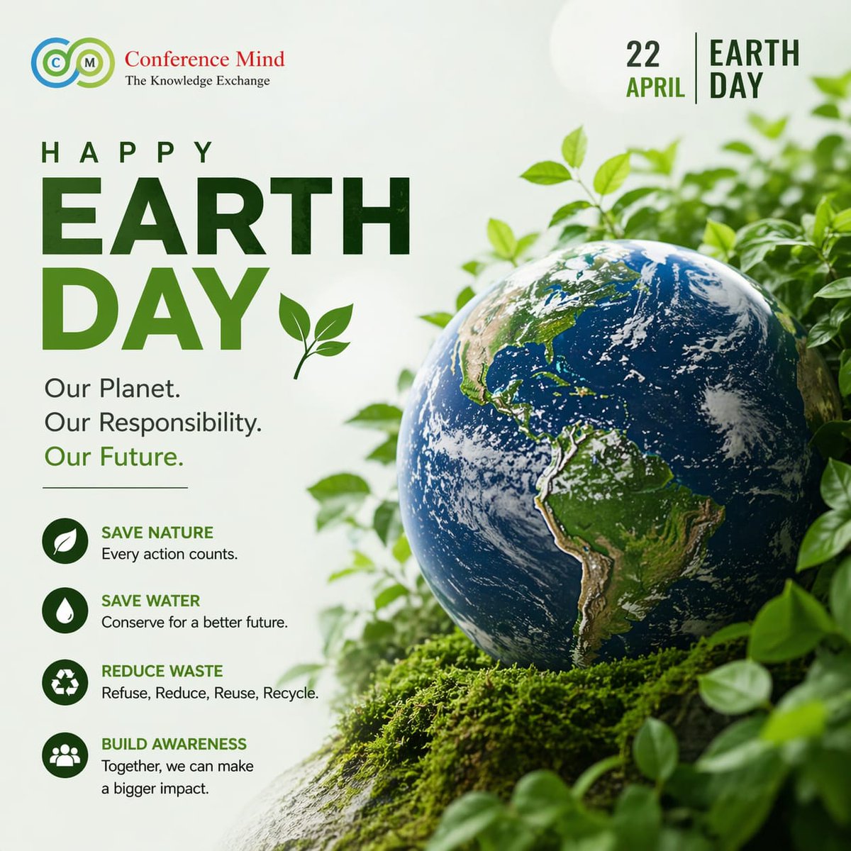 ConferenceMind's tweet photo. #HappyEarthDay2026
Our Planet. Our Responsibility. Our Future.
At Conference Mind, we believe that meaningful change begins with awareness and collective action
@earthsciencesnz  @ESIPfed  @FAOclimate @EnviroNews  @Environmentsci2 @ChnageI @envscientist96 https://t.co/gijgsruAJj
