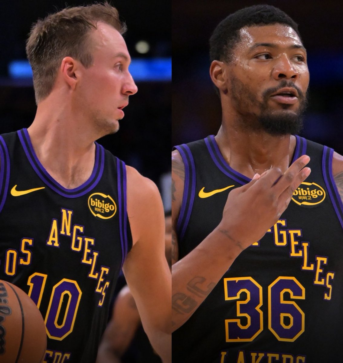 pisounalinha's tweet photo. Que seja dito e não omitido.

Marcus Smart e Luke Kennard fizeram mais pontos do que Kevin Durant e Alperen Sengun no jogo 2.

Tem o lado TERRÍVEL das estrelas texanas que são pessimamente treinadas.

Mas tem o lado de caras que não SE ACOVARDARAM.

Luke Kennard chegou nessa BOMBA que é jogar no Lakers, a pressão, o ambiente, e está fazendo TUDO, ganhou gritos de MVP, segue sendo um arremessador de elite mas também um controlador importante.

Marcus Smart é a alma, o espírito, o cara que transparece o quanto o Lakers ACREDITA em si e o quanto o Rockets tem pouca fé, sem medo. 25 pontos, cinco bolas de três, defendendo caras muito maiores que ele, KD, e sendo BRILHANTE!

Rui Hachimura, Deandre Ayton, Jaxson Hayes… todos tiveram momentos importantes e merecem louros.

Uma vitória INACREDITÁVEL, mais uma, com caras que escolheram acreditar.