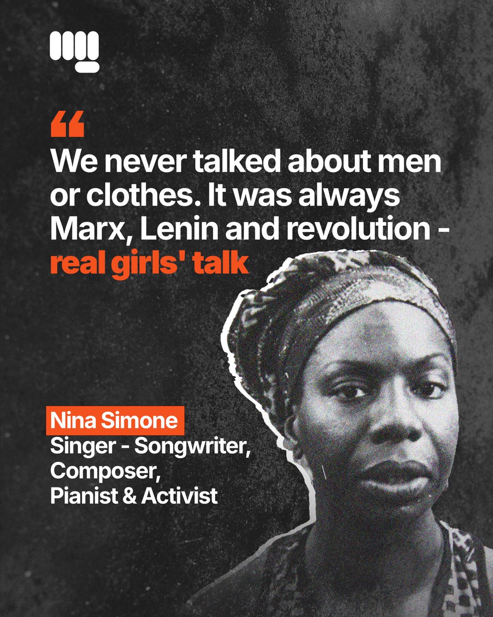 sov_media's tweet photo. April 21 marks the death day of Nina Simone, an artistic and conscious powerhouse and one of the most influential musical figures of the 20th century. She rarely minced her words. Her songs, speeches and activism all contributed to the liberation of our people. On her death day, we honour her memory with one of her most famous quotes.

Despite patriarchal views on women’s roles in society, Simone reminds us that a woman’s place is in the struggle. While consumerism can numb people to life under capitalism.