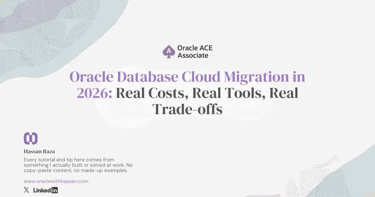 HassanKhan13912's tweet image. Oracle cloud migration guides are either vendor marketing or 80-page docs.

I wrote neither.

Real costs. Real tools. Real trade-offs — in plain English.

oraclewithhassan.com/oracle-databas…

#Oracle #OracleCloud #OCI #OracleDBA #CloudMigration
