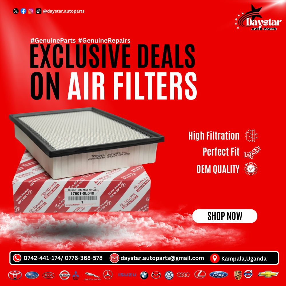Daystarautopart's tweet image. #WisdomWednesday 💡🚗
Clean air = better engine performance. 
📍 Location: Kampala, Uganda
📞 Call/WhatsApp: 0742 441174 / 0760 368578
🚚 Delivery available countrywide
Keep your engine breathing right with genuine parts.
 #GenuineParts #Toyota #AutoCare #DaystarDeals