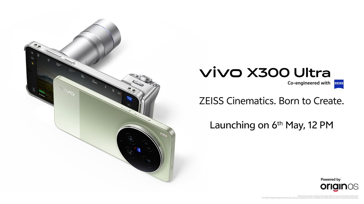 ZionsAnvin's tweet image. Vivo X300 Ultra, Vivo X300 FE are launching on May 6 in India.

Colors: Victory Green | Eclipse Black
Supports:
- 400mm ZEISS Telephoto Extender Gen 2 Ultra
- 200mm ZEISS Telephoto Extender Gen 2 

- 5 years of OS updates | 7 years of security updates 

#Vivo #VivoX300Ultra