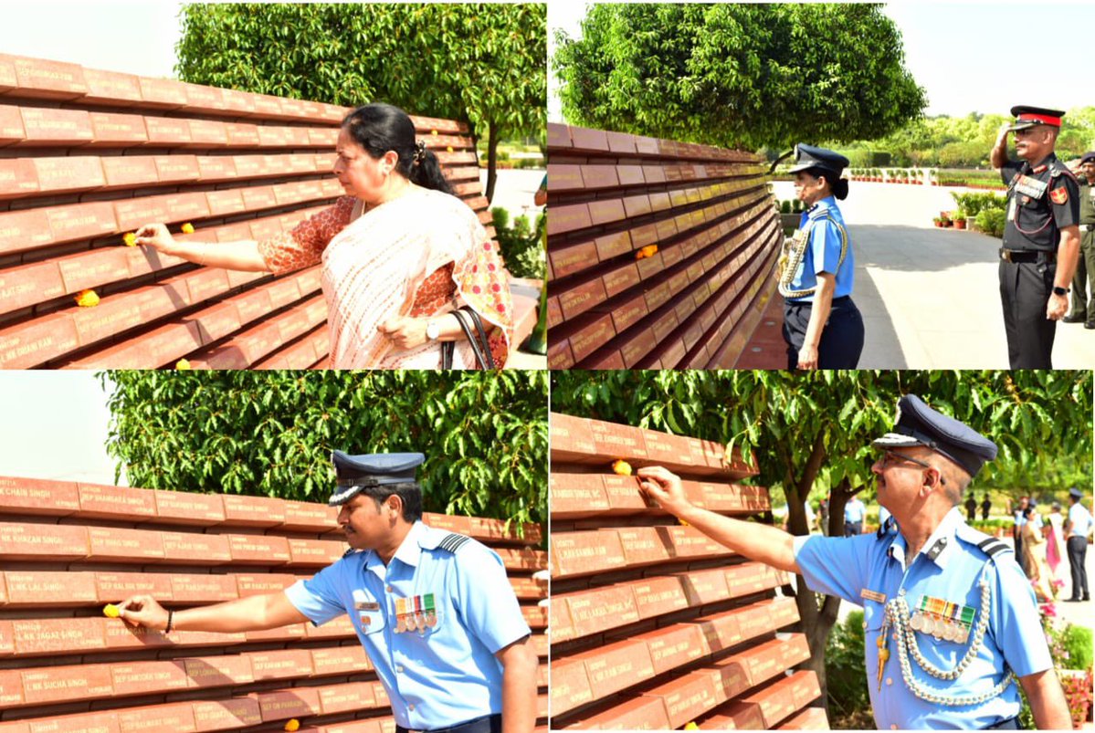 salute2soldier's tweet image. On behalf of officers retiring from the #IAF after years of valour, duty &amp;amp; devoted service, Air Vice Mshl Renuka Kunte, Med, PMO, HQ TC, laid a wreath at #NationalWarMemorial—bowing in silent gratitude to immortal #Bravehearts whose sacrifice keeps our skies forever free.
