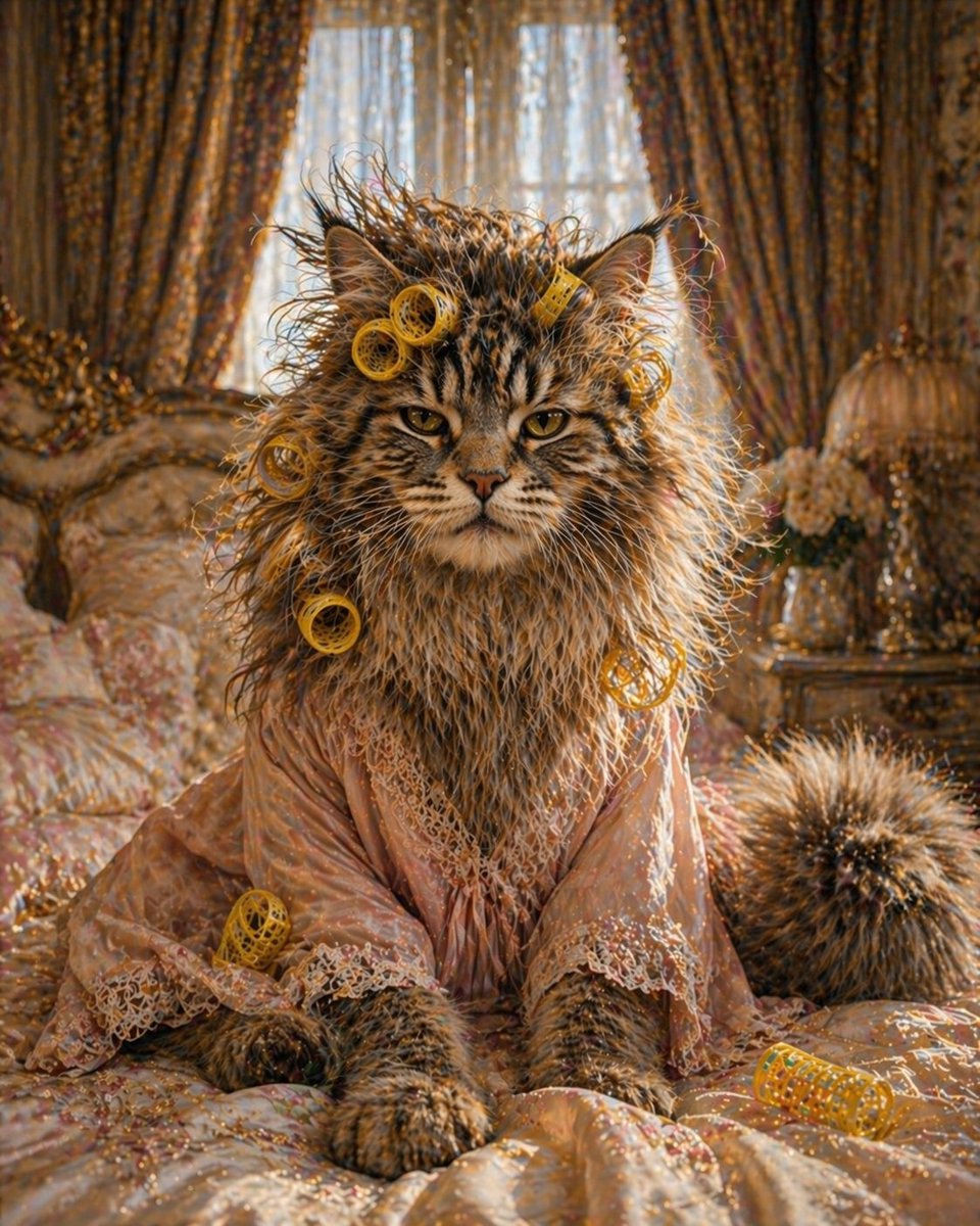 kNfRi1fynQUU3lw's tweet image. 支度は万全に期したのに

朝のカーラーの反乱で
優雅さが損なわれる
事になるとは...

※ロール叙事詩より

#AIart #ChatGPT