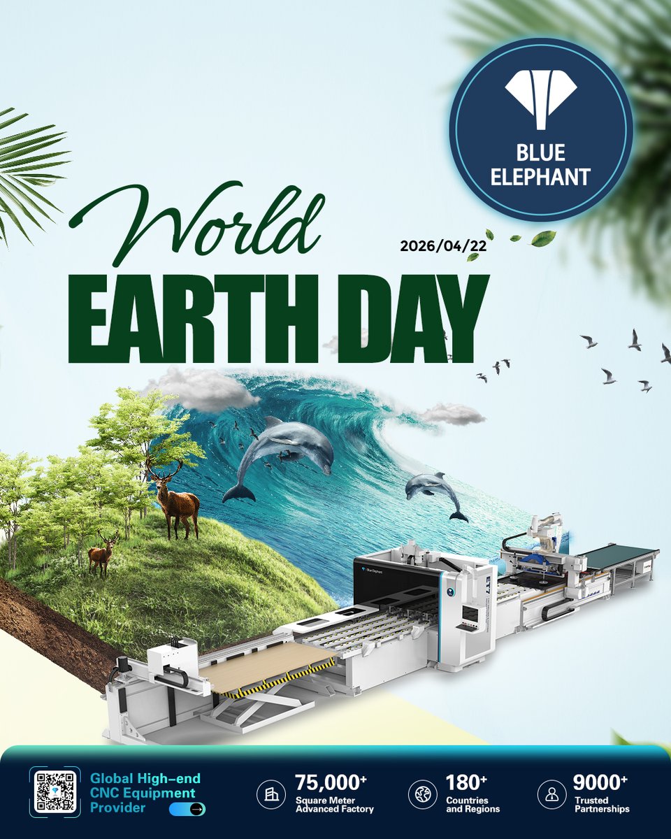 ElephantCnc's tweet image. 🌍World Earth Day

At Blue Elephant CNC, we believe that advanced manufacturing and environmental responsibility go hand in hand.🌱

☎Contact us:
elephant-cnc.com 
Whatsapp: +86-15064026772
#cncrouter #atccncrouter #nestingcnc #edgebander #computersaw #worldearthday