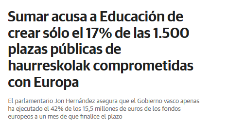 Eiderberazadi's tweet photo. Iruzurra gauzatu da. Mila plaza publikotik gora sortzeari uko egin dio gobernuak naiz funtsak izan horretarako. 
Euskarazko plaza publikoak 0-2 adineko haurrentzat. 
Sindikatuak ixil ixilik. Auzolotsa. @STEILAS_ https://t.co/uwNWQuKUBp
