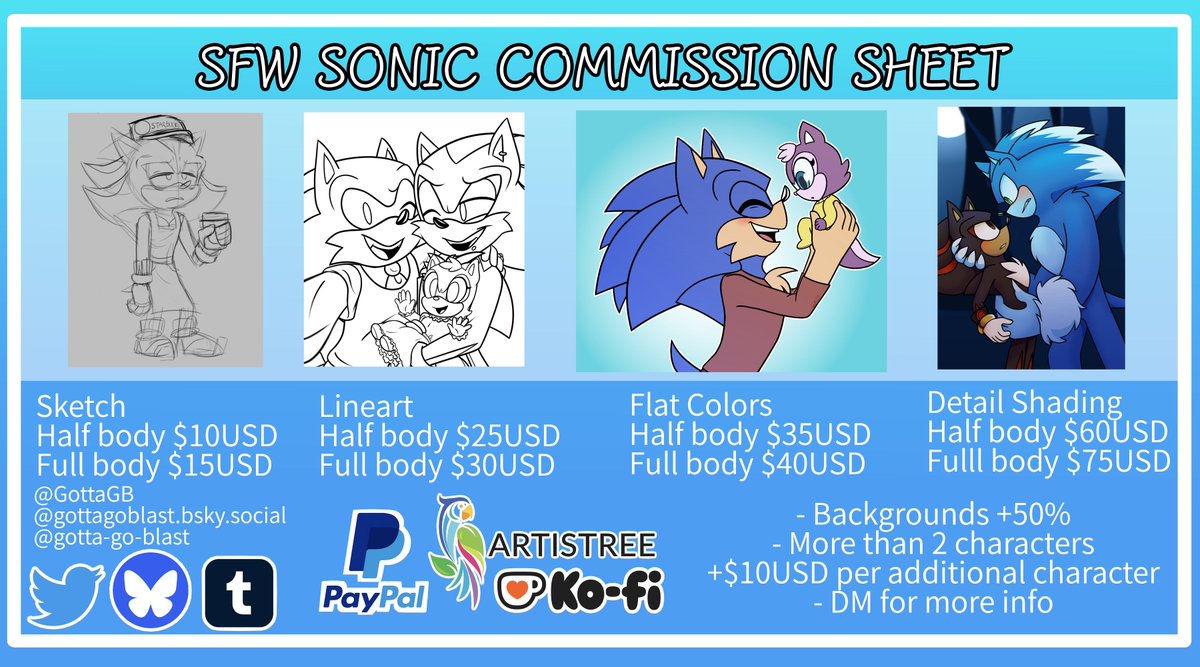 Here's my updated commission sheets! Prices have been lowered, and hopefully are more streamlined for less confusion.
Thank you for considering <3!