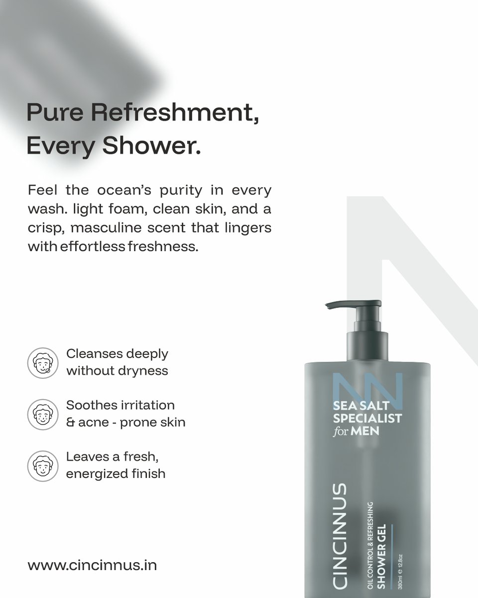 cincinnuscare's tweet photo. Freshness that actually lasts.

Oil control. Clean skin. Zero dryness.
Sea Salt Specialist Shower Gel for Men.

Shop now → https://t.co/U2rKeMzEsp

#MensCare #FreshStart #Cincinnus https://t.co/twDKALOZVq