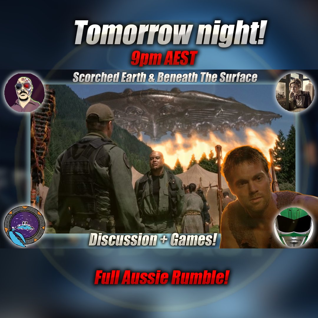TheFullAussie's tweet photo. Thursday night, we are talking #Stargate again! We'll be live on our Rumble, @MrGrantGregory's yt, @JayysReviews yt and @NewRyno1TFAP's Rumble, so come join us for some fun and games and maybe Mudcrab will marry someone new. #stargatefandom #scifi https://t.co/z8BhyoKTvm