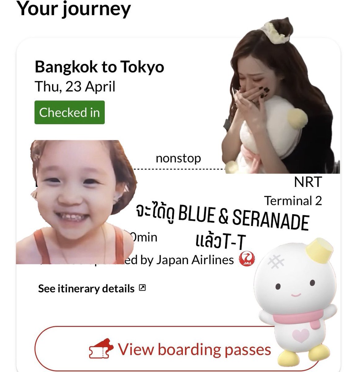 Checked in เตรียมบินละจ้า ✈️🇯🇵 ถึงเวลาชาวมายโตเกียวโดม 💙🌙⭐️🦋 จะได้ดูสเตจ SERENADE &amp; BLUE แล้ว😭