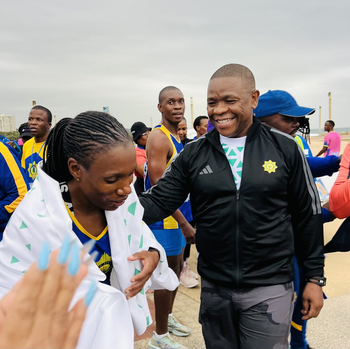 SAPoliceService's tweet photo. #sapsKZN [5th PROVINCIAL COMMISSIONER’S FUN WALK/RUN] This is the moment of recognition, where effort meets acknowledgement, and endurance is honoured.

Because when the standard is set at the top, the rest rise to meet it.

Congratulations to first runner up Constable Zinhle Shabalala from uThukela SAPS, second runner up
Constable Sindi Khumalo from Estcourt SAPS and last but not least Constable Akhona Mazeka from HRDC in Pietermaritzberg. 

#sapssport SG