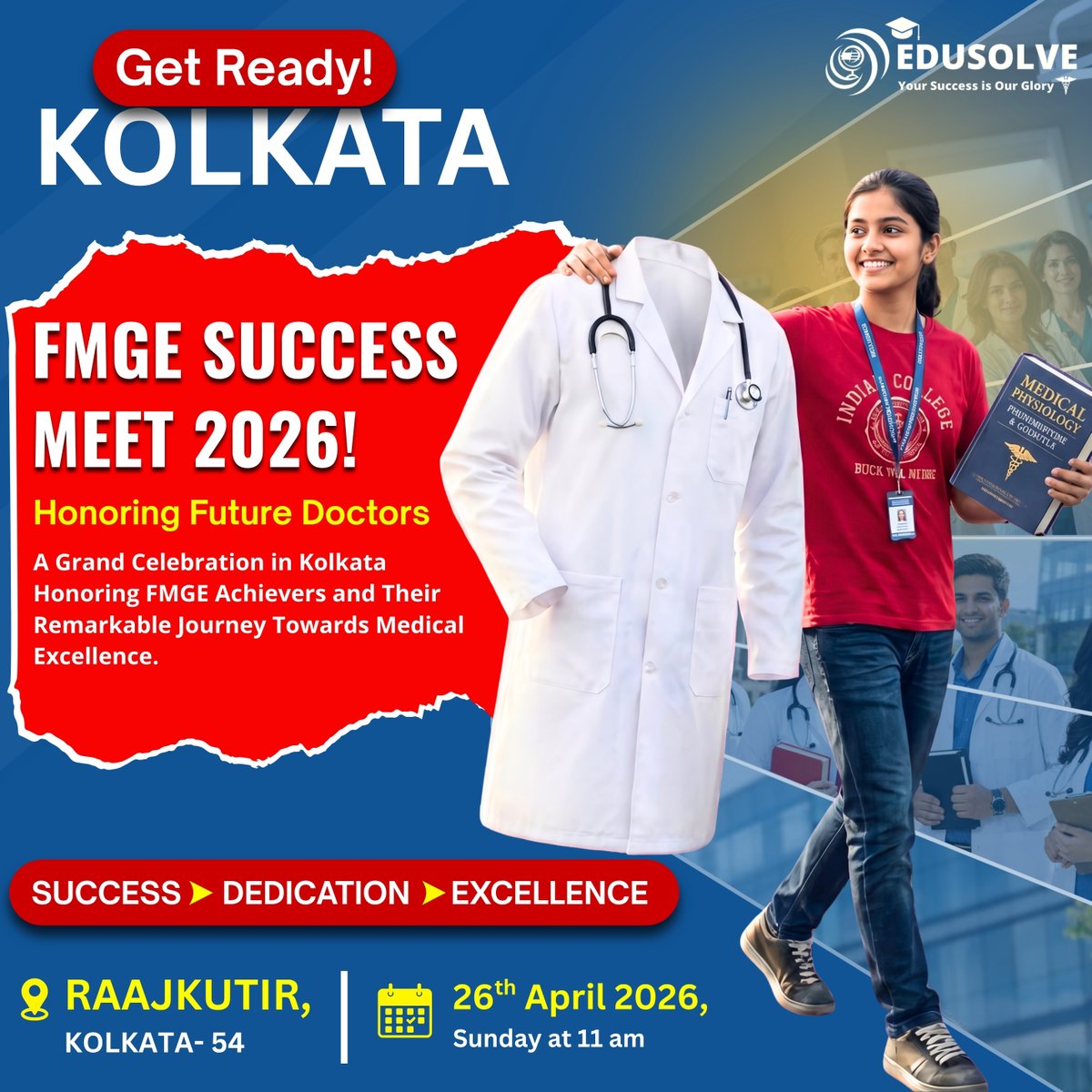 edusolveedutech's tweet image. From dreams to degrees, their journey inspires us all.
Kolkata celebrates the success of future doctors at the FMGE Success Meet 2026.

📍 FMGE Success Meet 2026
👉 Be there. Be inspired.
.
#FMGE2025 #FMGESuccess #FutureDoctors #MedicalExcellence #KolkataEvents #Edusolveofficial